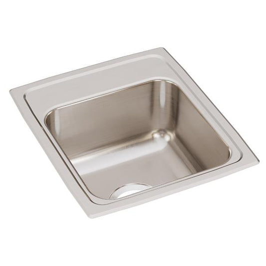 Elkay LRQ1517 Lustertone® Classic Stainless Steel 15" x 17-1/2" x 7-5/8" Single Bowl Drop-in Bar Sink with Quick-clip