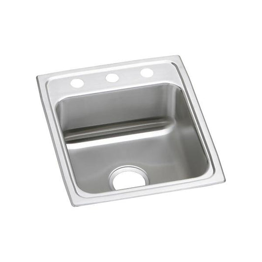 Elkay LR1522 Lustertone® Classic Stainless Steel 15" x 22" x 7-5/8" Single Bowl Drop-in Sink