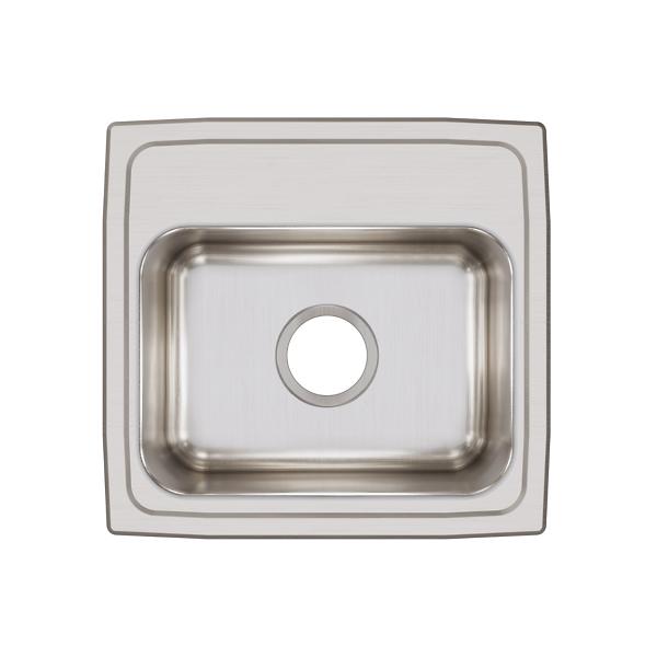 Elkay LRQ1716 Lustertone® Classic Stainless Steel 17" x 16" x 7-5/8" Single Bowl Drop-in Sink with Quick-clip
