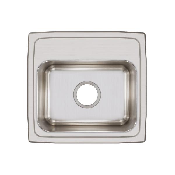 Elkay LR1716 Lustertone® Classic Stainless Steel 17" x 16" x 7-5/8" Single Bowl Drop-in Sink