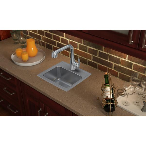 Elkay LRQ1716 Lustertone® Classic Stainless Steel 17" x 16" x 7-5/8" Single Bowl Drop-in Sink with Quick-clip