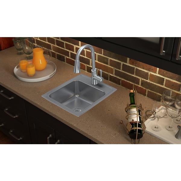 Elkay LRQ1720 Lustertone® Classic Stainless Steel 17" x 20" x 7-5/8" Single Bowl Drop-in Sink with Quick-clip