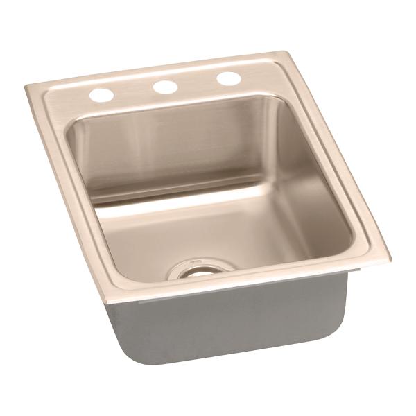 Elkay LR1722-CU CuVerro Antimicrobial Copper 17" x 22" x 7-5/8" Single Bowl Drop-in Sink