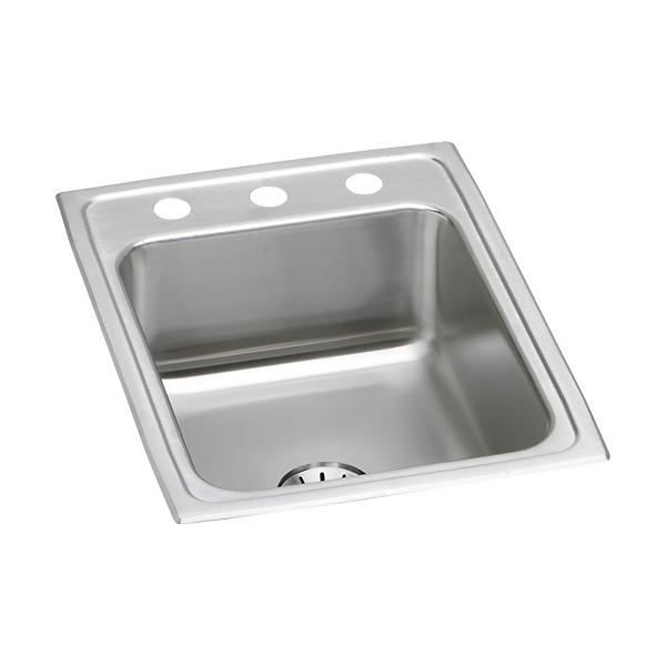 Elkay LR1722PD Lustertone® Classic Stainless Steel 17" x 22" x 7-5/8" Single Bowl Drop-in Sink with Perfect Drain®