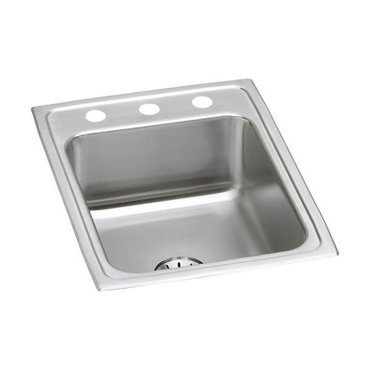 Elkay LR1722PD Lustertone® Classic Stainless Steel 17" x 22" x 7-5/8" Single Bowl Drop-in Sink with Perfect Drain®