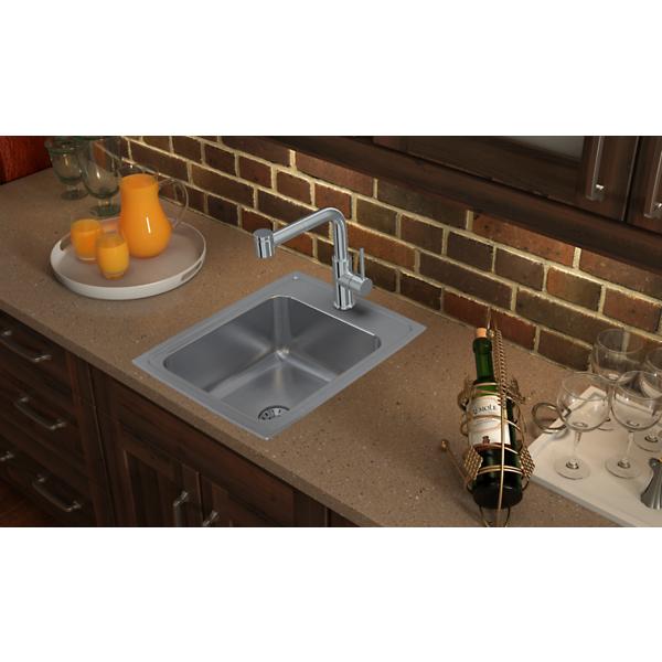 Elkay LR1722PD Lustertone® Classic Stainless Steel 17" x 22" x 7-5/8" Single Bowl Drop-in Sink with Perfect Drain®