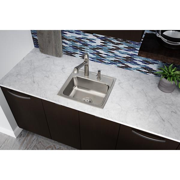 Elkay LRQ1918 Lustertone® Classic Stainless Steel 19" x 18" x 7-5/8" Single Bowl Drop-in Sink with Quick-clip