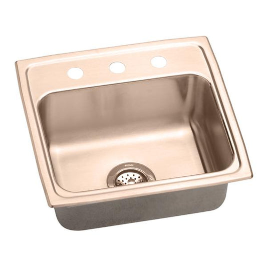 Elkay DLR191910-CU CuVerro Antimicrobial Copper 19-1/2" x 19" x 10-1/8" Single Bowl Drop-in Sink