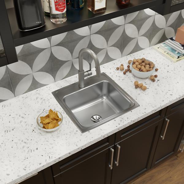 Elkay LR1919PD Lustertone® Classic Stainless Steel 19-1/2" x 19" x 7-1/2" Single Bowl Drop-in Sink with Perfect Drain®