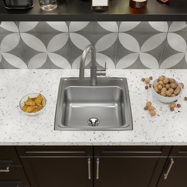 Elkay LR1919PD Lustertone® Classic Stainless Steel 19-1/2" x 19" x 7-1/2" Single Bowl Drop-in Sink with Perfect Drain®