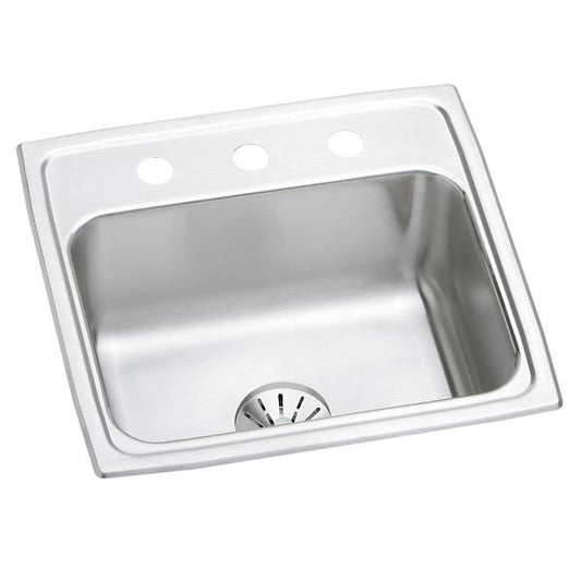 Elkay LR1919PD Lustertone® Classic Stainless Steel 19-1/2" x 19" x 7-1/2" Single Bowl Drop-in Sink with Perfect Drain®