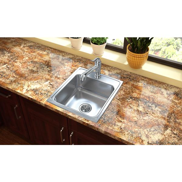 Elkay LRQ2022 Lustertone® Classic Stainless Steel 19-1/2" x 22" x 7-5/8" Single Bowl Drop-in Sink with Quick-clip