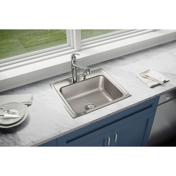 Elkay LRQ2219 Lustertone® Classic Stainless Steel 22" x 19-1/2" x 7-5/8" Single Bowl Drop-in Sink with Quick-clip