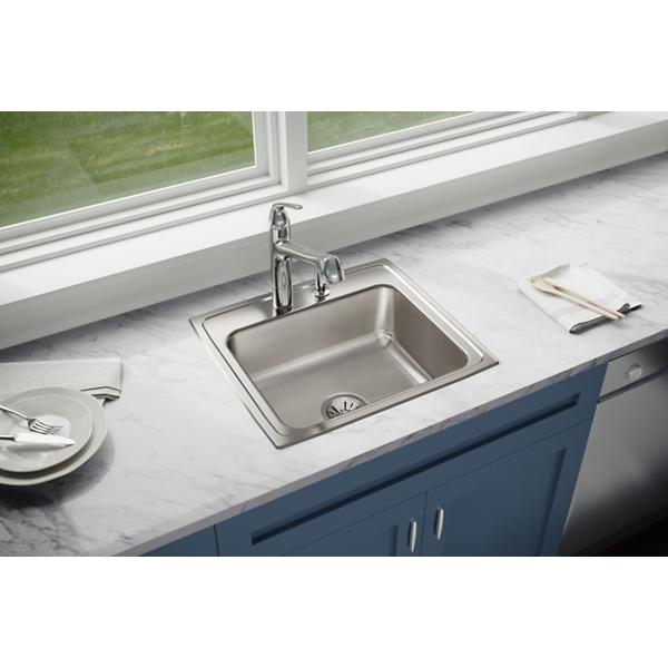 Elkay LR2219 Lustertone® Classic Stainless Steel 22" x 19-1/2" x 7-5/8" Single Bowl Drop-in Sink