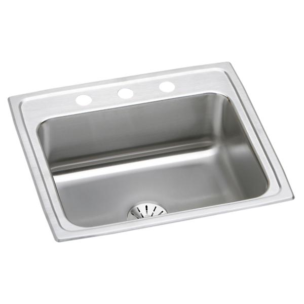 Elkay LR2219PD Lustertone® Classic Stainless Steel 22" x 19-1/2" x 7-5/8" Single Bowl Drop-in Sink with Perfect Drain®