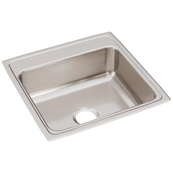 Elkay LRQ2222 Lustertone® Classic Stainless Steel 22" x 22" x 7-5/8" Single Bowl Drop-in Sink with Quick-clip