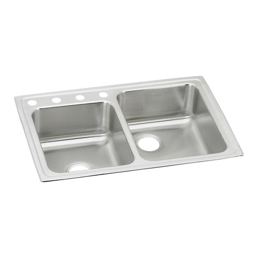 Elkay LR250L Lustertone® Classic Stainless Steel 33" x 22" x 7-7/8" Offset Double Bowl Drop-in Sink