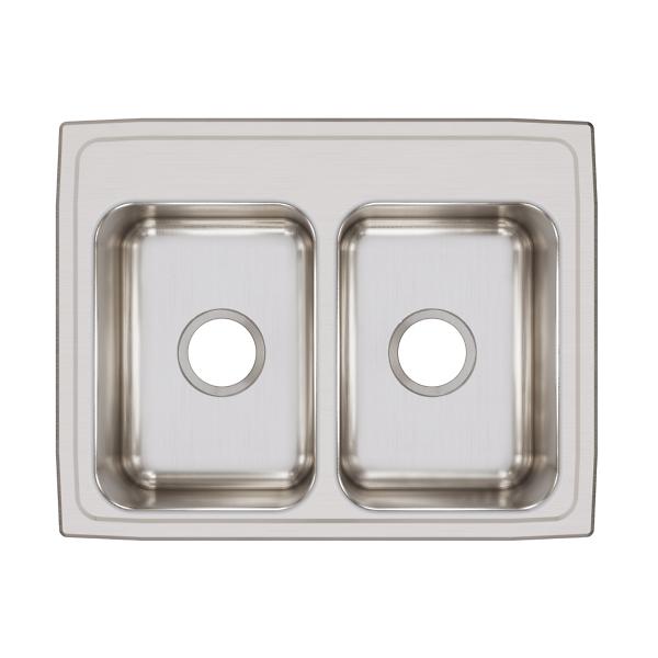 Elkay LRQ2519 Lustertone® Classic Stainless Steel 25" x 19-1/2" x 7-5/8" Equal Double Bowl Drop-in Sink with Quick-clip