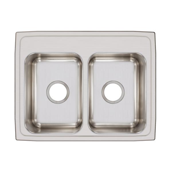 Elkay LR2519 Lustertone® Classic Stainless Steel 25" x 19-1/2" x 7-5/8" Equal Double Bowl Drop-in Sink