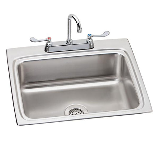 Elkay LR2522C Lustertone® Classic Stainless Steel 25" x 22" x 8-1/8" 3-Hole Single Bowl Drop-in Sink + Faucet Kit