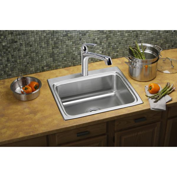 Elkay LRQ2522 Lustertone® Classic Stainless Steel 25" x 22" x 8-1/8" Single Bowl Drop-in Sink with Quick-clip