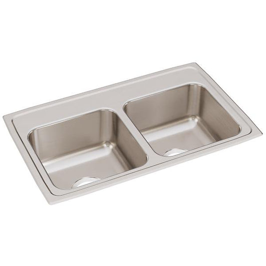 Elkay LR2918 Lustertone® Classic Stainless Steel 29" x 18" x 7-5/8" Equal Double Bowl Drop-in Sink