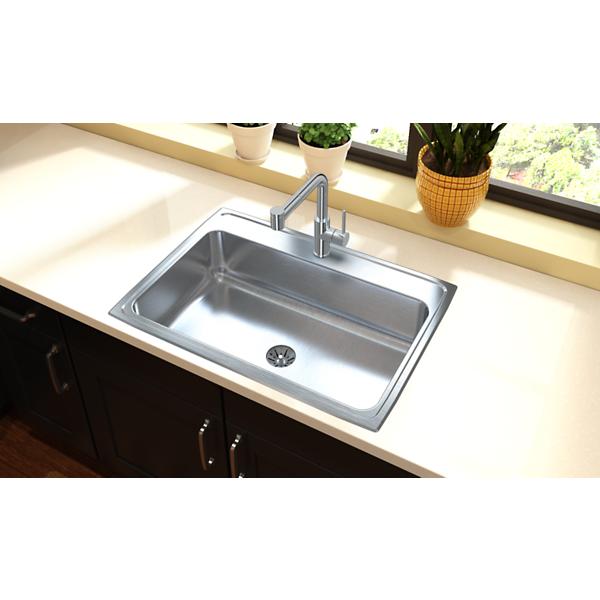 Elkay LR3122PD Lustertone® Classic Stainless Steel 31" x 22" x 7-5/8" Single Bowl Drop-in Sink with Perfect Drain®