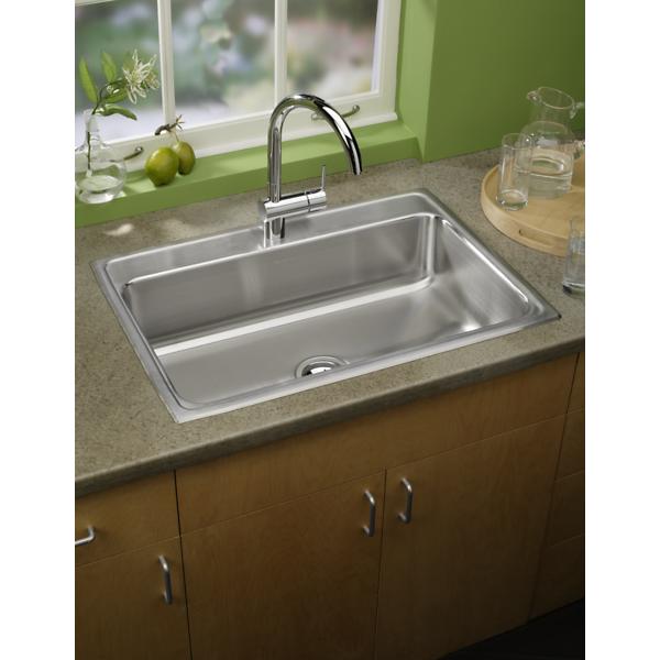 Elkay LRQ3122 Lustertone® Classic Stainless Steel 31" x 22" x 7-5/8" Single Bowl Drop-in Sink with Quick-clip