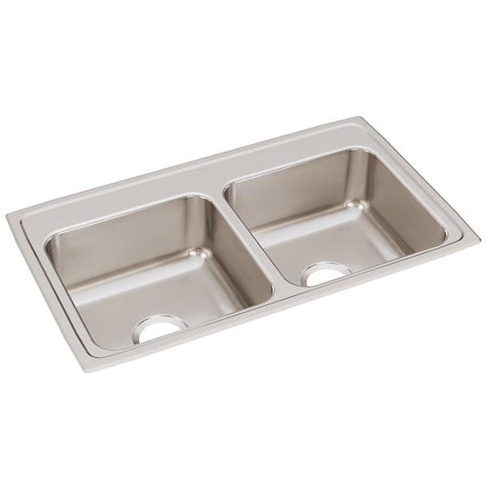 Elkay LR3319 Lustertone® Classic Stainless Steel 33" x 19-1/2" x 7-5/8" Equal Double Bowl Drop-in Sink