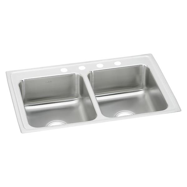 Elkay LRQ3321 Lustertone® Classic Stainless Steel 33" x 21-1/4" x 7-7/8" Equal Double Bowl Drop-in Sink with Quick-clip