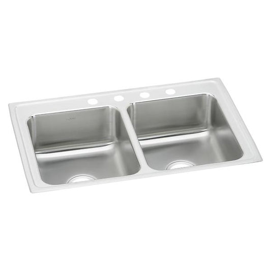 Elkay LRQ3321 Lustertone® Classic Stainless Steel 33" x 21-1/4" x 7-7/8" Equal Double Bowl Drop-in Sink with Quick-clip
