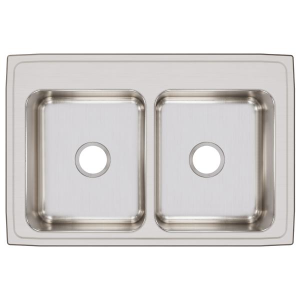 Elkay LRQ3322 Lustertone® Classic Stainless Steel 33" x 22" x 8-1/8" Equal Double Bowl Drop-in Sink with Quick-clip