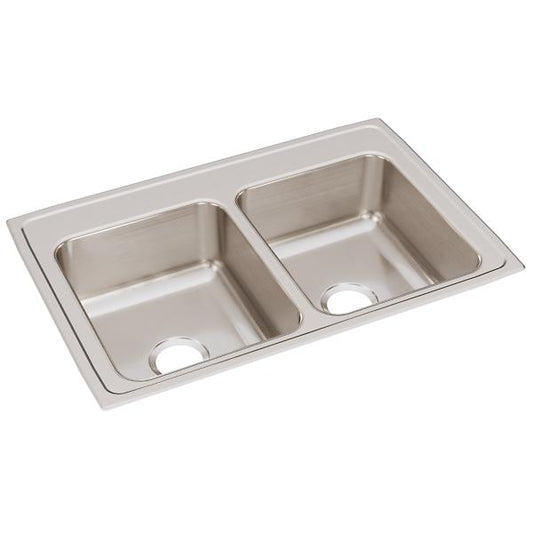 Elkay LR3322 Lustertone® Classic Stainless Steel 33" x 22" x 8-1/8" Equal Double Bowl Drop-in Sink