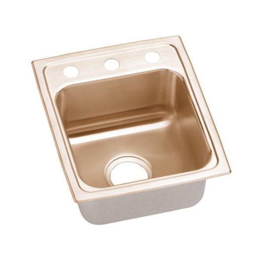 Elkay LRAD1316553-CU CuVerro® antimicrobial copper 13" x 16" x 5-1/2" 3-Hole Single Bowl Drop-in ADA Sink