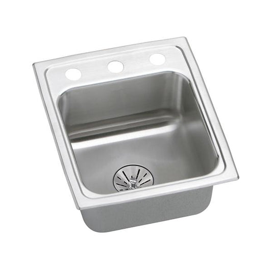 Elkay LRADQ131665PD Lustertone® Classic Stainless Steel 13" x 16" x 6-1/2" Single Bowl Drop-in ADA Sink with Perfect Drain® and Quick-clip
