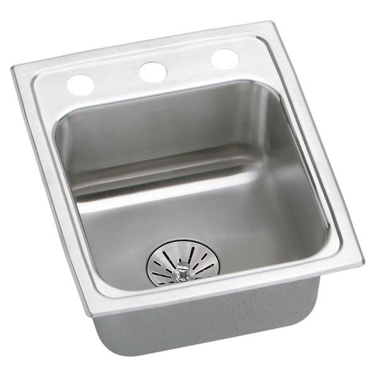 Elkay LRADQ151765PD Lustertone® Classic Stainless Steel 15" x 17-1/2" x 6-1/2" Single Bowl Drop-in ADA Sink with Perfect Drain® and Quick-clip