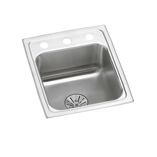 Elkay LRAD151765PD Lustertone® Classic Stainless Steel 15" x 17-1/2" x 6-1/2" Single Bowl Drop-in ADA Sink with Perfect Drain®