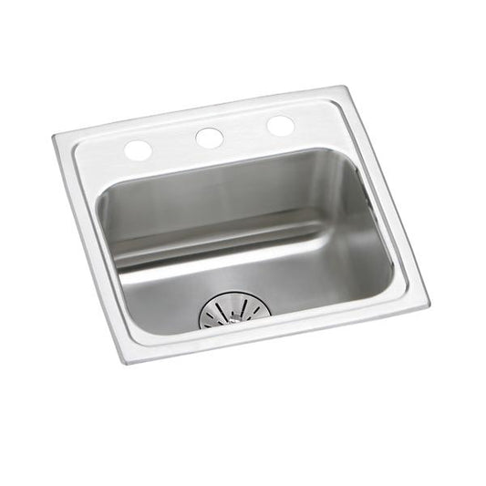 Elkay LRAD171665PD Lustertone® Classic Stainless Steel 17" x 16" x 6-1/2" Single Bowl Drop-in ADA Sink with Perfect Drain®