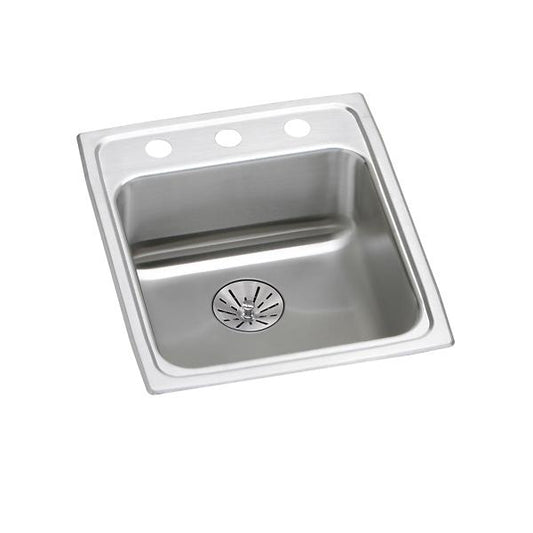 Elkay LRAD172065PD Lustertone® Classic Stainless Steel 17" x 20" x 6-1/2" Single Bowl Drop-in ADA Sink with Perfect Drain®