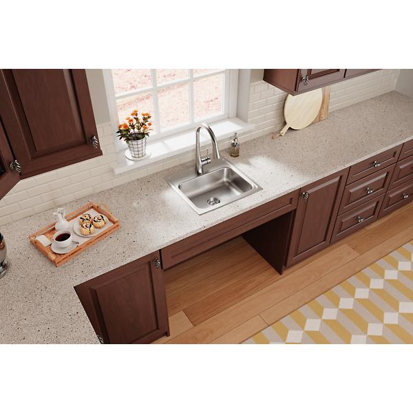 Elkay LRAD191855 Lustertone Classic Stainless Steel 19" x 18" x 5-1/2" Single Bowl Drop-in ADA Sink