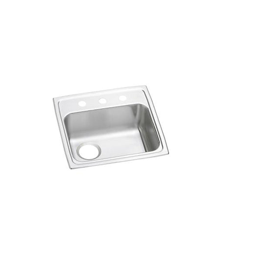 Elkay LRAD191865L Lustertone® Classic Stainless Steel 19" x 18" x 6-1/2" Single Bowl Drop-in ADA Sink with Left Drain