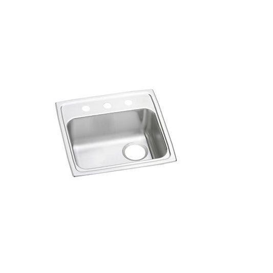 Elkay LRAD191855R Lustertone® Classic Stainless Steel 19" x 18" x 5-1/2" Single Bowl Drop-in ADA Sink with Right Drain