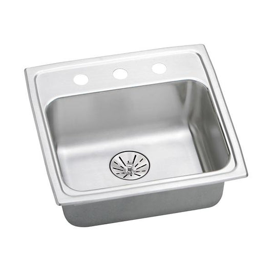 Elkay LRADQ191965PD Lustertone® Classic Stainless Steel 19-1/2" x 19" x 6-1/2" Single Bowl Drop-in ADA Sink with Perfect Drain® and Quick-clip