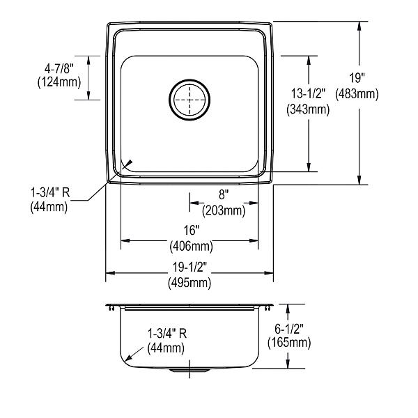Elkay LRAD191965 Lustertone® Classic Stainless Steel 19-1/2" x 19" x 6-1/2" Single Bowl Drop-in ADA Sink