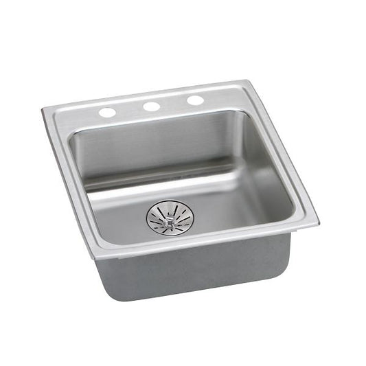 Elkay LRADQ202265PD Lustertone® Classic Stainless Steel 19-1/2" x 22" x 6-1/2" Single Bowl Drop-in ADA Sink with Perfect Drain® and Quick-clip