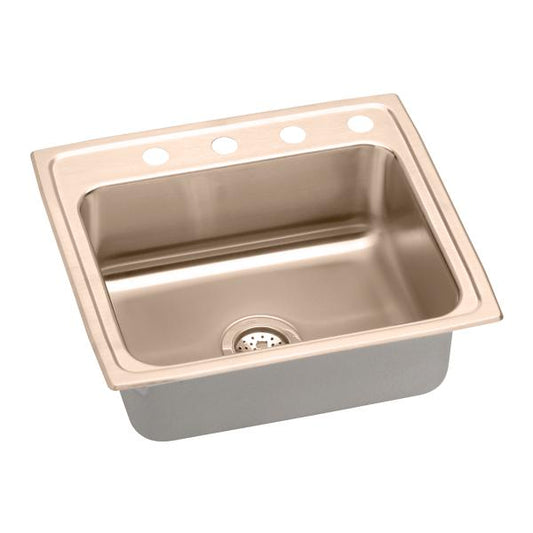 Elkay LRAD2219653-CU CuVerro® antimicrobial copper 22" x 19-1/2" x 6-1/2" 3-Hole Single Bowl Drop-in ADA Sink