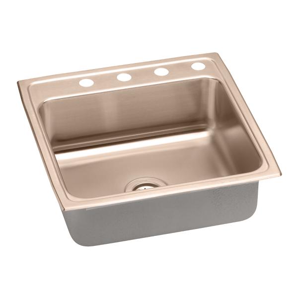 Elkay LRAD2222601-CU CuVerro® antimicrobial copper 22" x 22" x 6" 1-Hole Single Bowl Drop-in ADA Sink