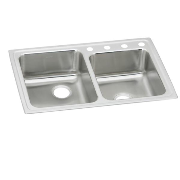 Elkay LRAD250603 Lustertone® Classic Stainless Steel 33" x 22" x 6" Offset 3-Hole Double Bowl Drop-in ADA Sink