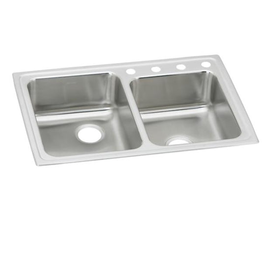 Elkay LRAD25065 Lustertone® Classic Stainless Steel 33" x 22" x 6-1/2" Offset Double Bowl Drop-in ADA Sink