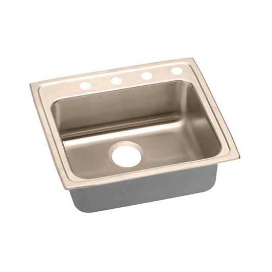 Elkay LRAD2521403-CU CuVerro® antimicrobial copper 25" x 21-1/4" x 4" 3-Hole Single Bowl Drop-in ADA Sink